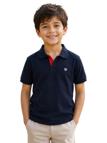 Image of Lux Cozi Boy's Polycotton Polo T-Shirt | Solid Collared Half Sleeve Tee for Kids | Soft Breathable Summer Wear | Casual Smart Polo T-Shirt | 3-14 Years