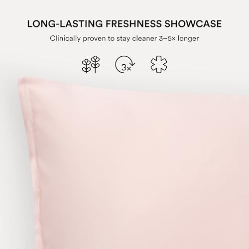 Image of Clementine Sleepwear Essentials Organic Queen Size Pillowcase Ballet Pink | Two-Tone Bamboo and Silver Ion Silk for Acne-Prone Skin, Anti-Aging, and Hydrated Hair and Skin