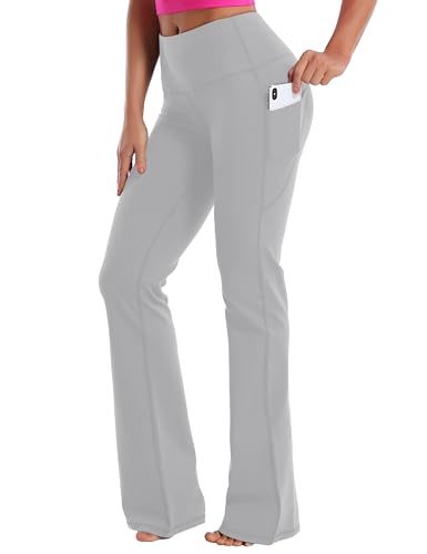 Image of BUBBLELIME 29 inch /31 inch /33 inch /35 inch /37 inch Women High Waist Bootlegs Yoga Pants Tummy Control Bootcut Workout Flared Out Pockets