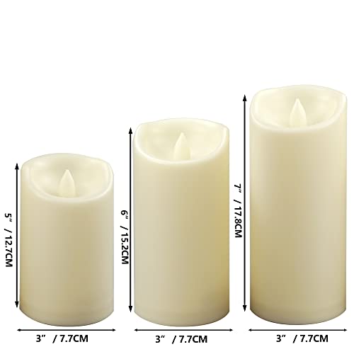 Image of CANDLE CHOICE Waterproof Outdoor Battery Operated Flameless Pillar Candles with Timer Realistic Flickering Plastic Fake Electric LED Lights for Lantern Garden Wedding Christmas Decorations 3 Pack