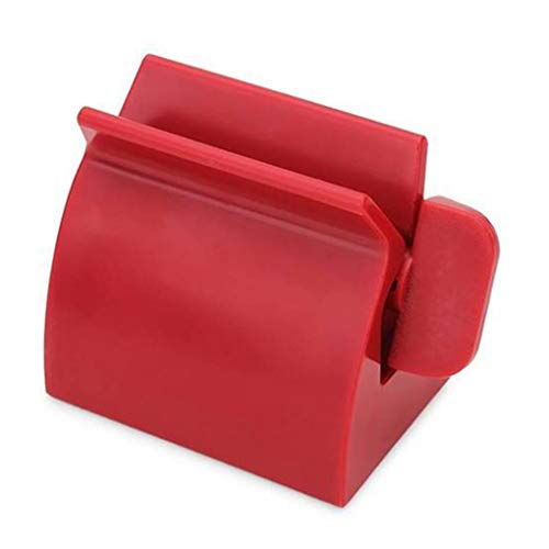 LafyHo Multifunction Manual Rotate Toothpaste Squeezer ABS Bath Dispenser Bathroom Bath lotion dispenser Toothpaste Seat Holder Red