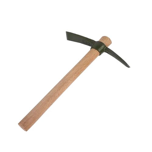 rosyquarz Forged Heat Treated One Piece Intact cast Iron Hoe Weeding Garden Pick Axe for Gardening Camping and Outdoors Climbing Pickaxe