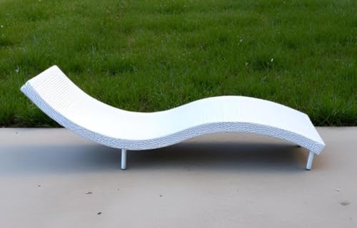 Image of India Outdoor Swimming Poolside Lounger Beach Sunbathing Lawn Patio Chaise Lounge Sun Lounger Chair (White)