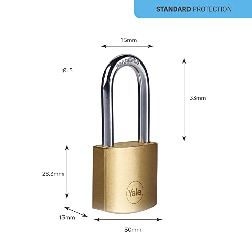 Yale Y110B/30/132/1 Vorhängeschloss 30mm gleichschließend Schlüsselschloss, Medium Shackle - Image 3