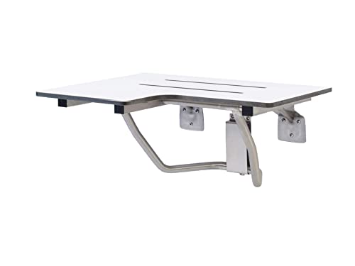 Folding Shower Chair for Elderly and Disabled | ADA Folding Shower Seat Wall Mounted Holds up to 600 lbs | Phenolic Resin Shower Chair for Inside Shower 304 Stainless Steel | 26”x21” Right Hand