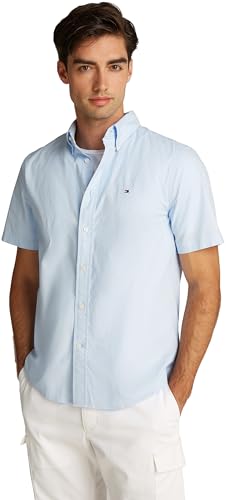 Tommy Hilfiger Herren Hemd Flex Poplin Solid Kurzarm, Blau (Sweet Blue), M