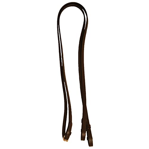 Half Rubber Leather Show Reins (Brown, Full 5/8")