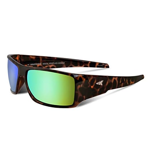 KastKing Iditarod Polarized Sport Sunglasses for Men and Women, Gloss Demi Frame, Brown Base Chartreuse Mirror