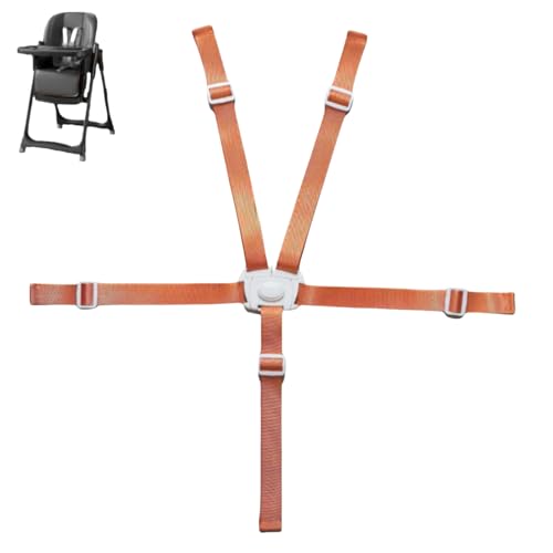 Image of High Chair Straps Replacement,Universal 5 Point High Chair Harness Straps Adjustable Sturdy Safety Strap Belt (Orange)