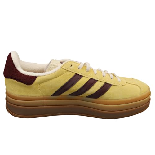 Image of adidas Women's Gazelle Bold Shoes Sneaker, Almost Yellow /Maroon, Size 10