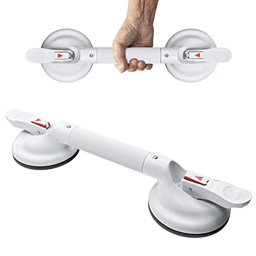 Decare Heavy Duty Suction Cup Grab Bars For Bathtubs And Showers, Safety Shower Grab Bars For Seniors, Portable Shower Handles For Elderly (Max 262 Lbs), Easy Assembly No Drilling (17 Inch, White) #TOP1