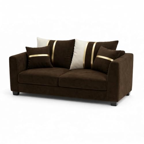 Image of Vero Plush Comfort Sofa Set | 3 Seater + 2 Seater with Ottoman | Luxury Velvet Suede Fabric | Modern Living Room Sofa | Dark Brown