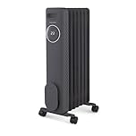 Morphy Richards HeatFlux Digital Oil Filled Radiator 1500W, Remote Control, 15m2 Coverage, Personalised Warmth, Timer, Eco Mode, Auto Switch off, Touch Panel, Cord Storage, Grey, 827502