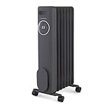 Morphy Richards HeatFlux Digital Oil Filled Radiator 1500W, Remote Control, 15m2 Coverage, Personalised Warmth, Timer, Eco Mode, Auto Switch off, Touch Panel, Cord Storage, Grey, 827502