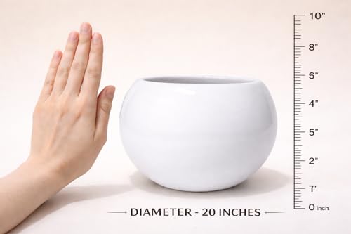 Image of Ceramic Plant Pots, Clay Flower Pot with Drainage Hole, Decorative Modern Indoor Planters, Home Garden Decor for Living Room Bedroom Interior (White)