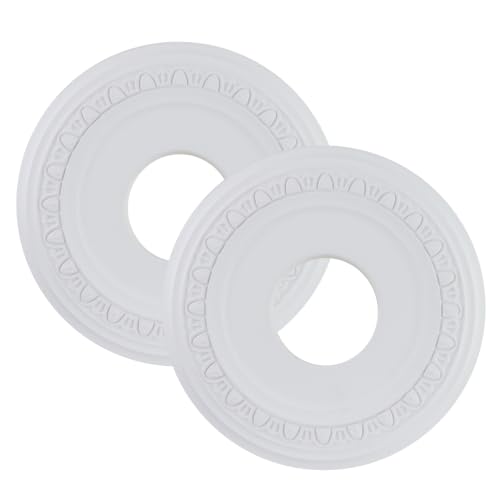 Image of Woogim 2PCS Non-Split Ceiling Medallion for Light Fixtures, White, 12.2Inch