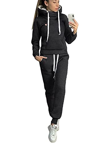 Survêtement femmes casual anti-froid sweat-shirt manches longues et pantalon de jogging sport