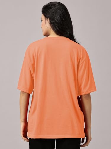 Image of RodZen Oversized Fit Half Sleeves Round Neck Textured Polycotton T-Shirt for Women /Girls (Pack of 2)