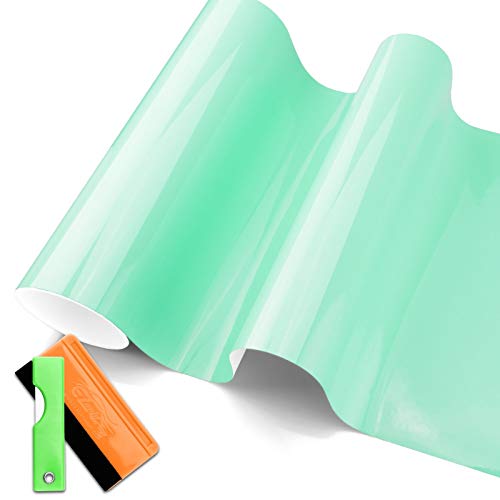 Seafoam Green Super Gloss Vinyl Wrap Auto Car Sticker Decal Film Sheet Bubble Free Air Release Technology with Tool Set 1FTx5FT