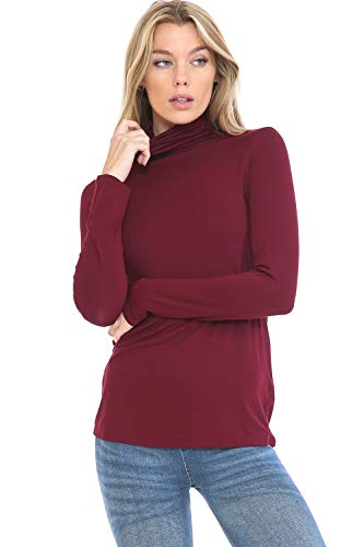 Image of Women's Lightweight Long Sleeve Turtleneck Top Pullover Sweater (S-3XL)