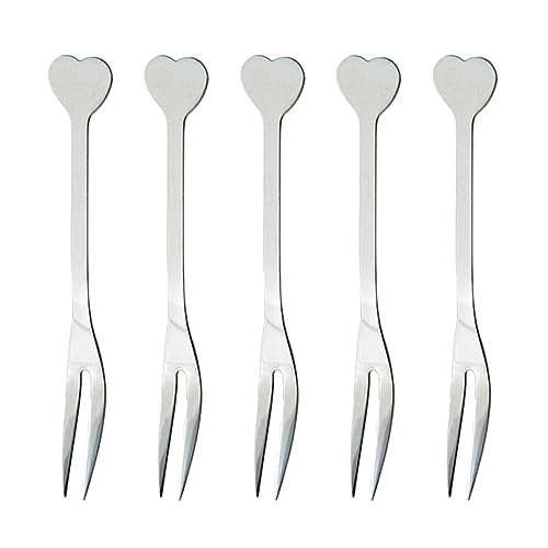 PRETYZOOM 5 Pièces 2 fourchettes à fruits en acier inoxydable escargot cocktail boire martini brochettes pour l'apéritif fourchettes apéritif fourchette de dégustation Silver