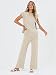 LILLUSORY 2-teiliges Set für Damen, Sommerurlaub 2025, Lounge-Outfits, passend, 2-teilig, Frühlingsstrick-Trainingsan... Beige, Large