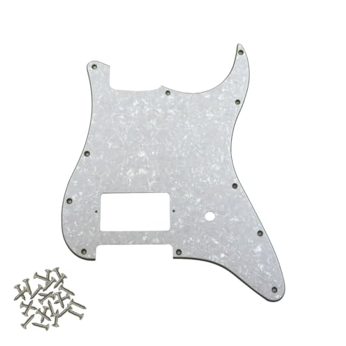 SHENGSUI White Pearl Pro 11 Holes ST Strat One Covered Humbucker Guitar Pickguard for USA/Mexico FD Tom Delonge Strat Style Electric Guitar