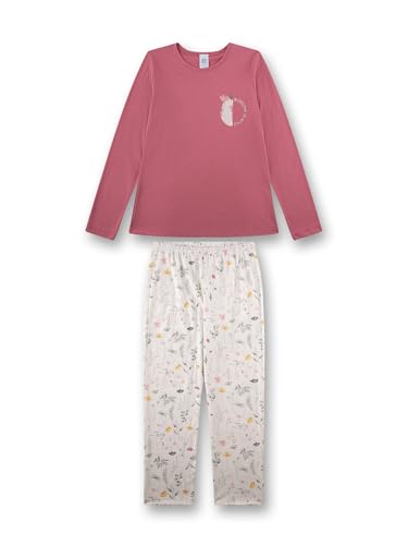 Sanetta Mädchen-Schlafanzug lang rosa Blumen | Hochwertiger und bequemer Schlafanzug aus Baumwoll-Modal-Mix für Mädchen.