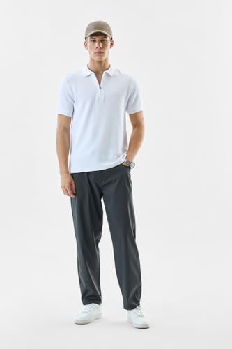 Image of SNITCH Men's Polo T-Shirt | Textured Design & Zipper Closure | 100% Cotton Fabric, Breathable & Durable | Regular Fit, Casual Wear
