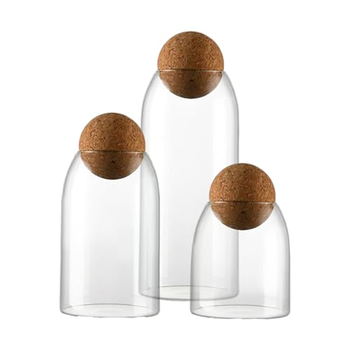 Genérico Tarro de Vidrio con Tapa - Botes Para Té Y Azúcar - 3 Piezas Transparentes Para Sal, Endulzante, Té A Granel, Caramelos, Especias, Granos, Alimentos Secos En Cocina, Estudio, Dormitorio