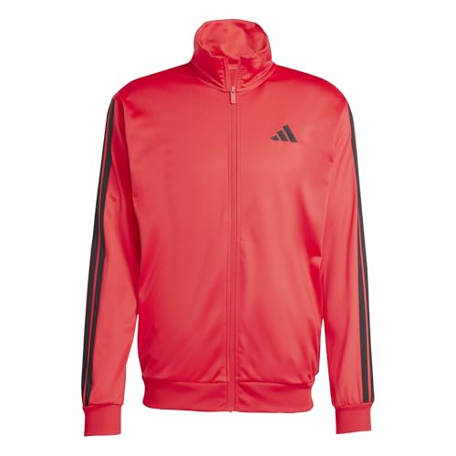 adidas Men's 3-Stripes Tricot Regular Sportswear Track Top, Pure Ruby, Small/Tall