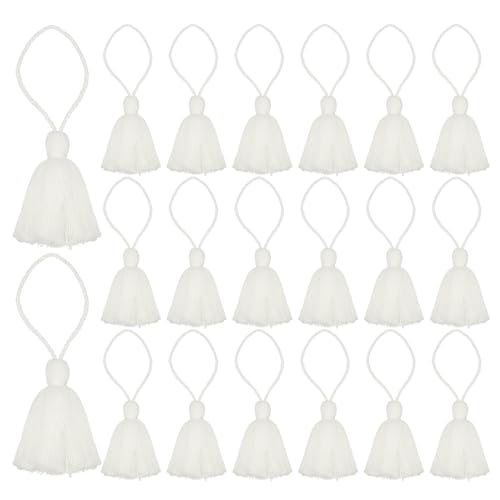 UXCELL 20pc Chunky Bookmark Tassels 4.3 Inch Hanging Loop Mini Tassels for DIY Craft, Graduation Handmade, Pearl