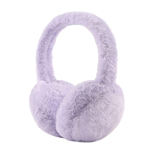 Image of XIAOHAWANG Fluffy Ear Muff for Women Plush Foldable Earmuffs Kids Winter Earmuffs Girls Boys Cold Weather Ear Warmer (Purple)
