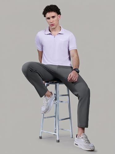Image of TECHNOSPORT Men's Solid Polo T-Shirt MATPIQ Quick Dry Slim Fit Sports Tee for Gym Casual Smart Wear UPF50+ Anti Odour