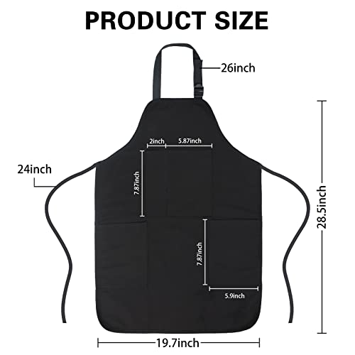 Freenfond Kids Apron Adjustable Child Apron With 4 Pockets For Baking Painting Black #TOP1