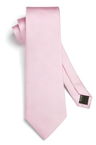 Image of HISDERN Mens Solid Color Ties Formal Satin Necktie and Pocket Square Set Classic Wedding Business Tie & Handkerchief