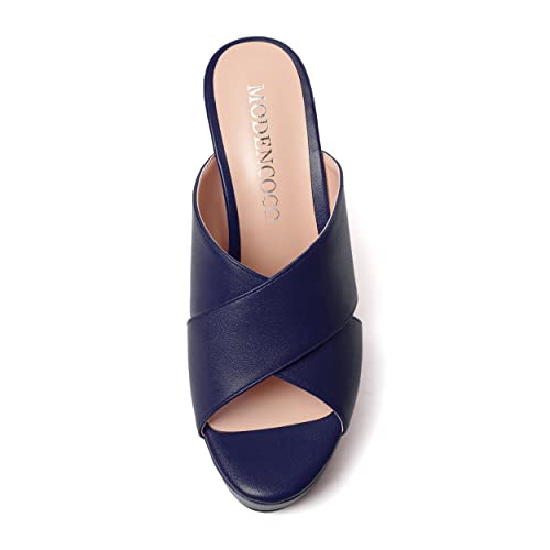 MODENCOCO Womens Open Toe Fashion Matte Slip On Platform Casual Wedge High Heel Heeled Dressy Sandals 4 Inch3