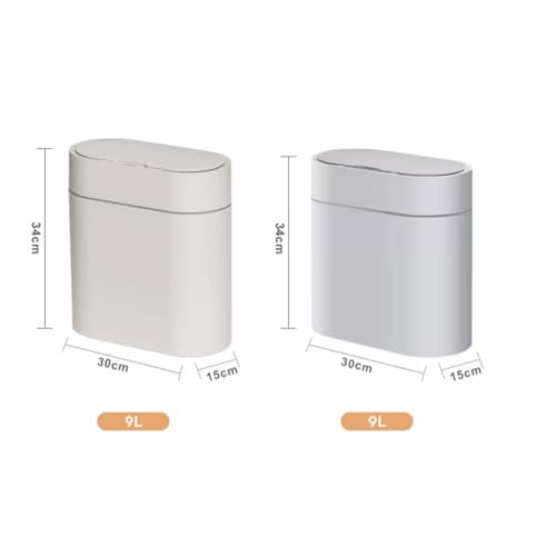 Compost bin Kitchen/Garbage Intelligent Sensor Trash Can Household Bathroom Toilet with Lid Electric Narrow Slit Model Sanitary Bin Step Trash can(Milky White)