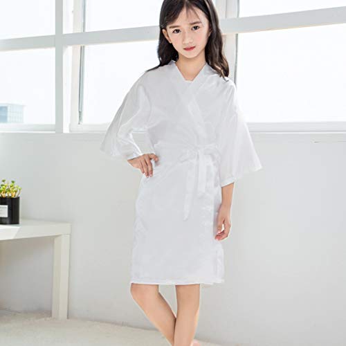 Toddler Girls n𝐢ghtgowns R𝐨be Silky Satin Short Sleeve L𝐨unge Bathr𝐨be with Belt Summer Soft Solid 𝐏ajamas Tops2