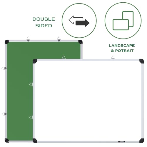 Image of Amazon Brand - Solimo Non-Magnetic Double Sided Whiteboard & Chalkboard | 6x4 Feet (180x120 cm) | Dry Erase Marker & Chalk Writing Board | Home, Office, School, Kids | Aluminium Frame | Pack of 1