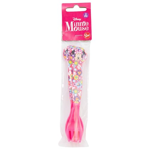 Set de 2 couverts réutilisables en plastique composé d'une fourchette et d'une cuillère Minnie