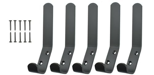 SISI UK Black Coated Double Hat and Coat Hanger Hooks Coat Rack Hooks Wall Mounted 5 Packs Wall Hooks for Hanging Clothes Coat Towel Rope Keys Hats Purse Wall Hangers for Kitchen Bathroom