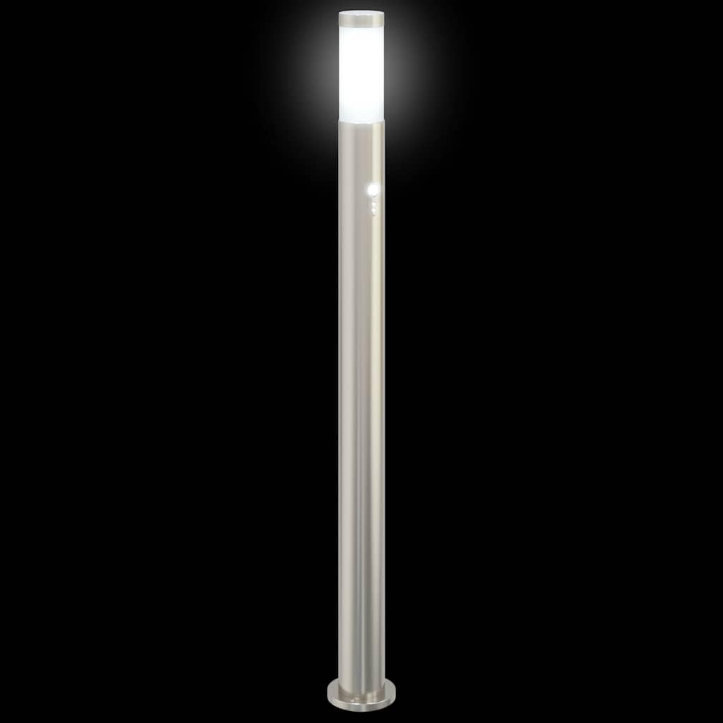Set di 3 lampade a colonna con sensore in acciaio inox, altezza 110 cm, IP44, per esterni, terrazza, giardino, con sensore di movimento PIR e diffusore per un'illuminazione sicura del