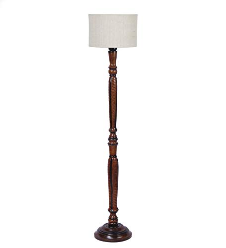 Image of Devansh White Jute Wooden Floor Lamps