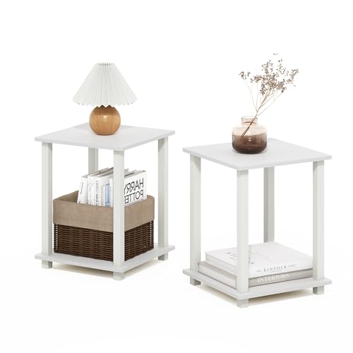 Image of Furinno Simplistic Set of 2 Toolless Living Room Table Set, White