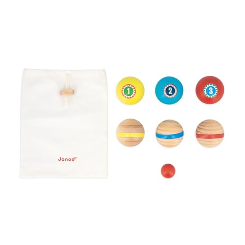 Janod, Applepop Children’s Boules Set Game of Skill, 6 Boules Balls + 1 Jack + 1 Bag, Kids’ Outdoor Game, FSC Wood Toy - Image 3