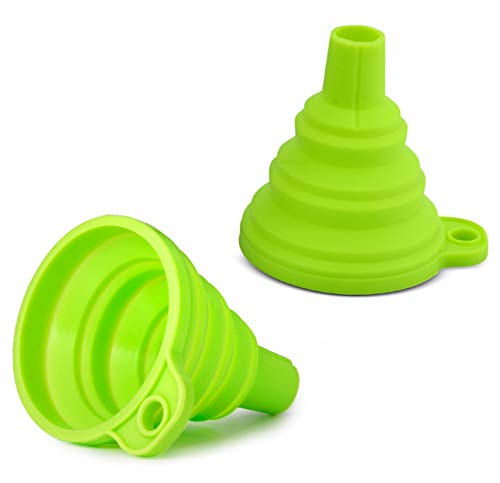 Home EC Kitchen Funnel, 2 Pack Collapsible Funnel for Filling Bottles, Mini Flexible Silicone Funnel for Liquids, Jam, Beans, Automotive, Flask Funnel - Foldable Funnel for Liquid, or Dry Ingredients