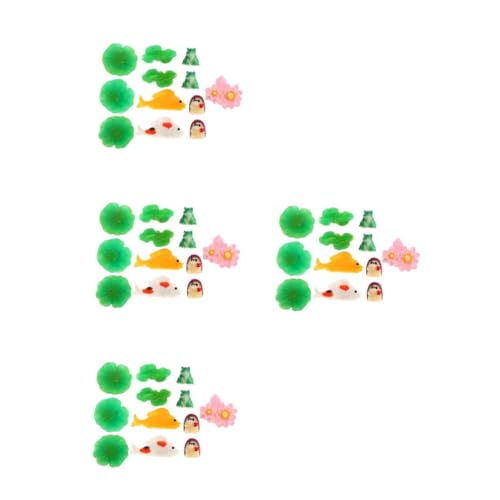 TOYANDONA 4 Juegos Adorno De Resina De Rana Miniatura Accesorios para Peceras Decoración Botánica Decoraciones De Acuario Tanque Pecera Adornar Acuario Falso Lirios Adorno De Acuario Loto