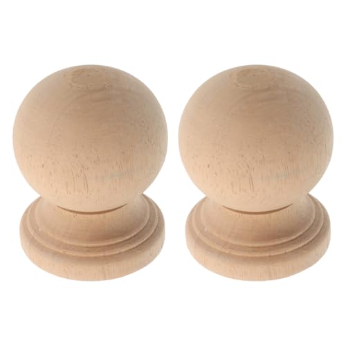 TEHAUX 2 Pièces Boules de Rampe d'Escalier en Bois Massif, Embouts de Poteau Décoratifs Non Vernis pour Tringles à Rideaux pour Rampes Escalier et Meubles...