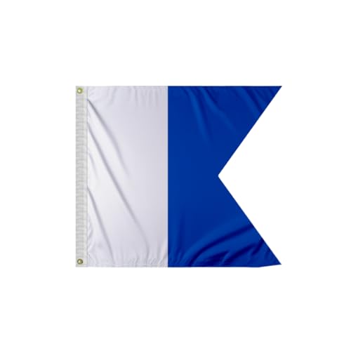 AGAS Alpha Code A Marine Signal 1.5x2 Ft Flag - Printed 200D Nylon - Canvas Header - Brass Grommets - Colorfast & Stitched Edges - Nautical Boat Flag - Naval Code Signal Flag.